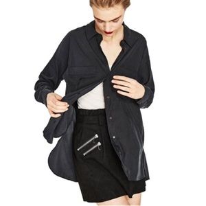 NWT Zara Black Loose Fit Shirt Long Sleeve